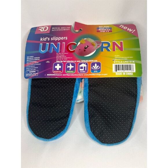 Kids Blue Penguin Slippers Size 4-5 Plush Slip-On Non-Slip Soles - Picture 2 of 2